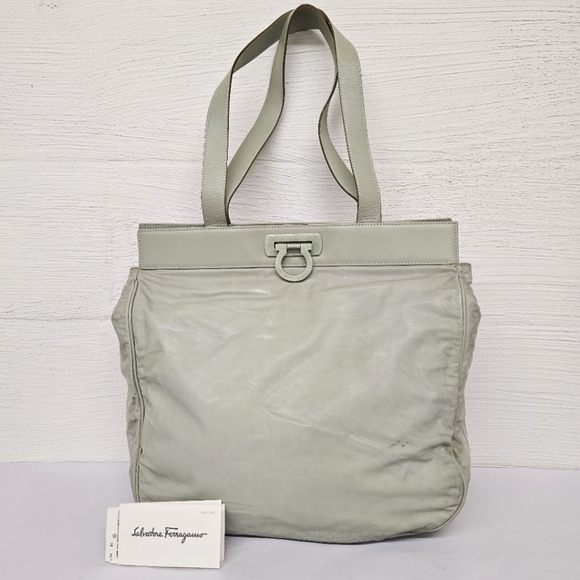 Salvatore Ferragamo PVC and Lucite Logo Shoulder Bag in Aloe Green - Picture 1 of 15